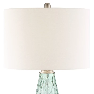 360 Lighting Julia 26 3/8" Tall Modern Coastal Table Lamps Set Of 2 Seafoam Green Glass Living Room Bedroom Bedside Nightstand House Off-White Shade - Image 2