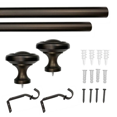 72"-144" Decorative Drapery Curtain Rod With Knob Finials Oil Rubbed Bronze - Lumi Home Furnishings - Image 4
