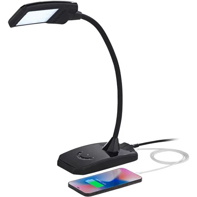 360 Lighting Ricky Modern Desk Lamp 13 3/4" High Black With USB Charging Port LED Gooseneck Touch On Off Dimmer For Bedroom Bedside Office House Desk - Image 2