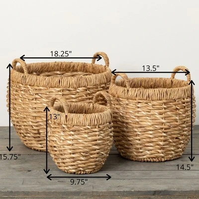 15.75"H Sullivans Chunky Woven Basket Set Of 3, Natural - Image 5