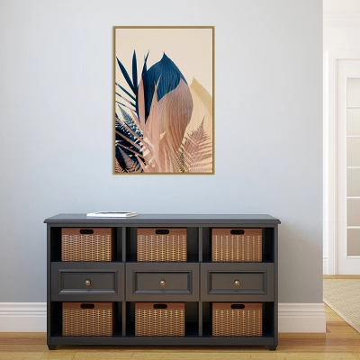 22" X 33" Pastel Jungle Plants 3 By Ian Winstanley Framed Canvas Wall Art Gold - Amanti Art - Image 5