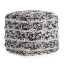 Ouray Pouf Blue/Ivory - Anji Mountain