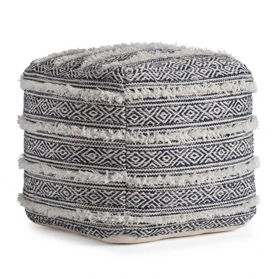 Ouray Pouf Blue/Ivory - Anji Mountain