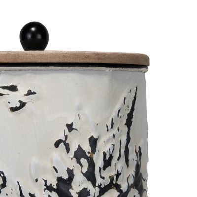 Set Of 3 Cream And Gray Floral Metal Decorative Storage Canisters - Foreside Home & Garden - Image 4