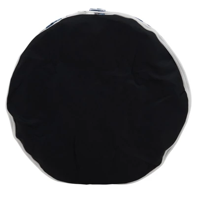 Saro Lifestyle Blue Tropic Outdoor Ottoman, 21"x9" Round, Navy Blue - Image 2