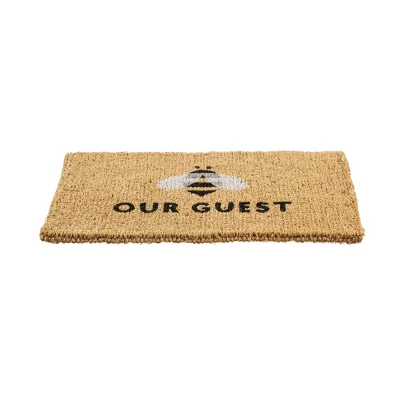 Evergreen Bee Our Guest Woven Back Indoor Outdoor Natural Coir Doormat 1'6"x2'6" Multicolored