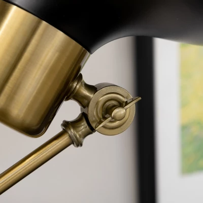 HOMCOM Adjustable Floor Lamps For Living Room, Standing Lamp For Bedroom With Balance Arm, Adjustable Head And Height, Black And Gold Lamp - Image 4