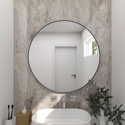 Contemporary Wood Round Wall Mirror - Olivia & May - Image 9