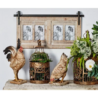 Wood 4 Slot Wall Photo Frame With Metal Accent Brown - Olivia & May