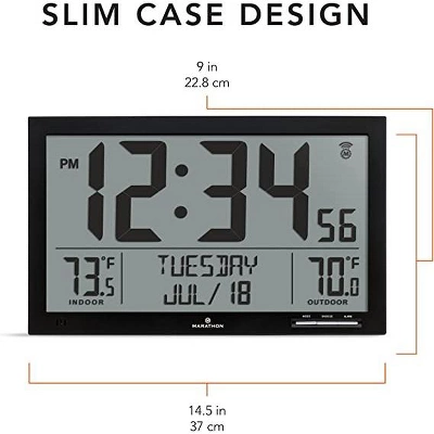 Marathon Atomic Full Calendar Large Digits Digital Clock Indoor And Outdoor Temperature - Image 2