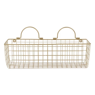 Design Imports Set Of 2 M Gold Wire Wall Baskets