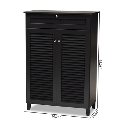 Shelf Wood Shoe Storage Cabinet With Drawer Coolidge Black - Baxton Studio - Image 9