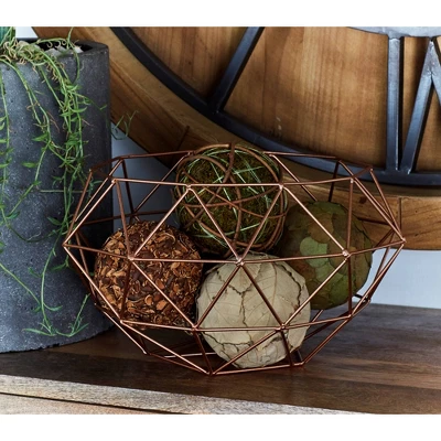 Set Of 2 Round Modern Reflections Iron Geodesic Basket - Olivia & May