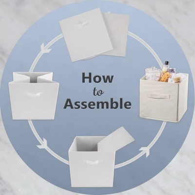 Set Of 4 11" X 11" X 11" Nonwoven Polyester Herringbone Square Storage Cube Gray - Design Imports - Image 5