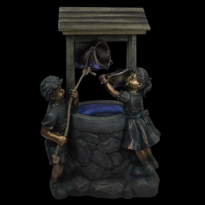 Northlight 35" LED Boy And Girl At A Wishing Well Water Fountain - Image 2