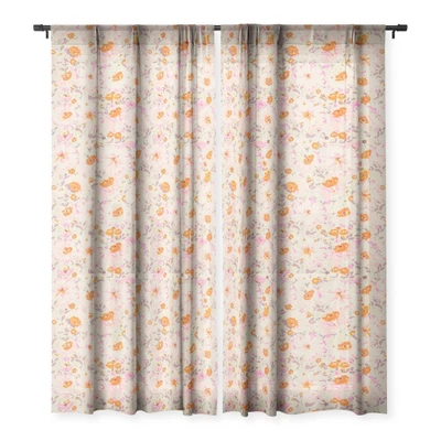 Alison Janssen Faded Floral Pink Citrus Single Panel Sheer Window Curtain - Society6 - Image 2