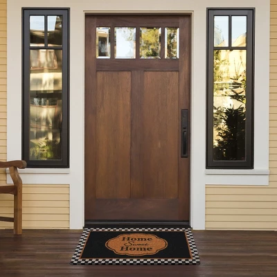 Kate Aurora Pumpkin Spice Colored Home~Sweet~Home Coir Bristled Outdoor All Season Welcome Mat - 18"x30"