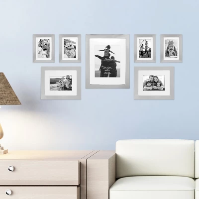 7pc Decorative Stamped Photo Frame Set Silver - Stonebriar Collection - Image 4