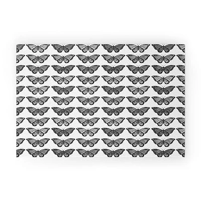 Avenie Monarch Butterfly Black And White Looped Vinyl Welcome Mat - Society6 - Image 5