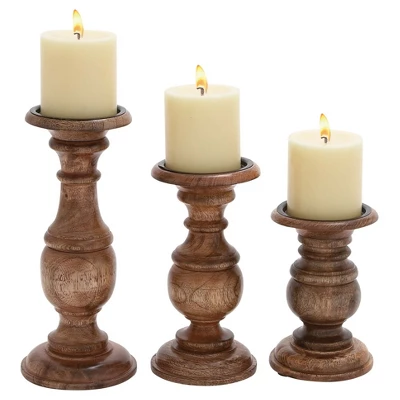 Set Of 3 Rustic Pillar Candle Holder - Olivia & May - Image 17