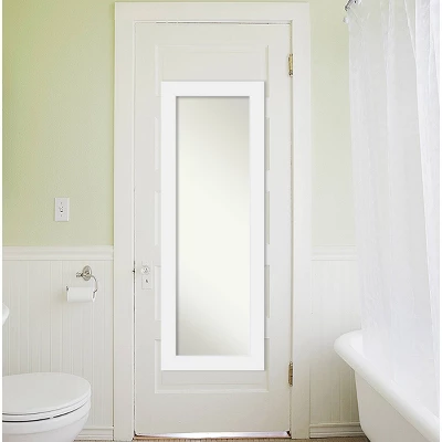 19" X 53" Non-Beveled Corvino White Wood On The Door Mirror - Amanti Art - Image 4
