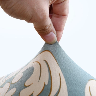 PiccoCasa Polyester Spandex Stretch Removable Washable Dining Chair Slipcovers Beige Blue 1 Pc - Image 5