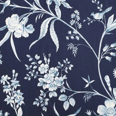 Laura Ashley 7pc Full/Queen Branch Toile 100% Cotton Comforter Sham Bonus Set Blue - Image 5