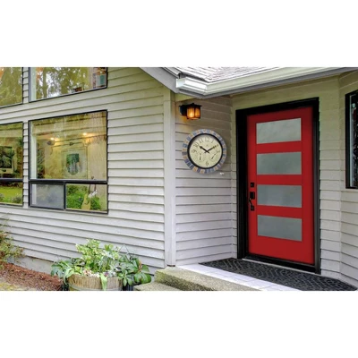 18.5" Inca II Faux Stone Outdoor Wall Clock Black - Infinity Instruments - Image 4