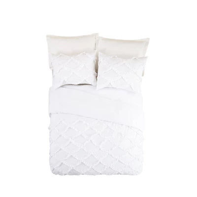 Full/Queen 4pc Ruffled Scallop Comforter Set White - Jessica Simpson