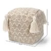 Noland Handwoven Moroccan Inspired Pouf Ottoman Natural/Ivory - Baxton Studio