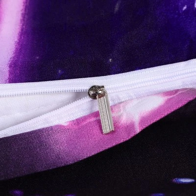 PiccoCasa Polyester Galaxy Sky Cosmos Night Pattern 3D Printed Duvet Cover Set With 2 Pillowcases 4 Pcs Queen Dark Purple - Image 5