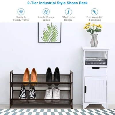 Tangkula Iron Shoe Shelf 2/3/4-Tier Space Saving Layered Shoes Shelving Shoes Storage Organizer - Image 5
