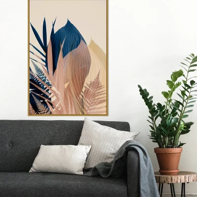 22" X 33" Pastel Jungle Plants 3 By Ian Winstanley Framed Canvas Wall Art Gold - Amanti Art - Image 6