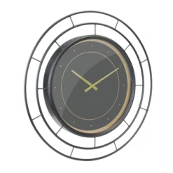 27.5" Wall Clock With Concentric Wires Black/Gold - Stonebriar Collection