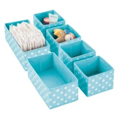 MDesign Kids Fabric Dresser Drawer And Closet Storage Organizer, Set Of 6