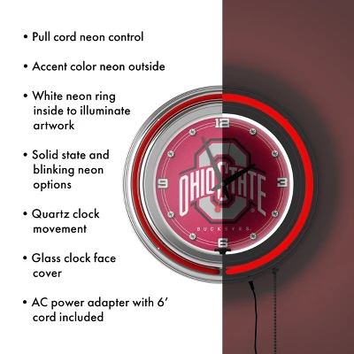 The Ohio State University Neon Clock - 14" Diameter - Image 3