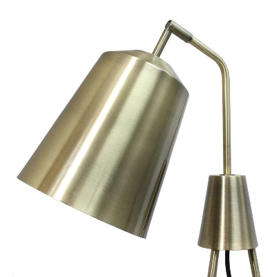 Industrial Tripod Floor Lamp With Interior Spotlight Antique Brass - Lalia Home - Image 4