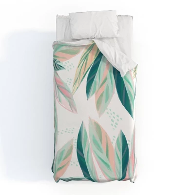 Floral Zoe Wodarz Painterly Palm Duvet Cover Set Green - Deny Designs - Image 5