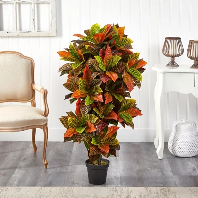 Nearly Natural 56-in Croton Plant (Real Touch)