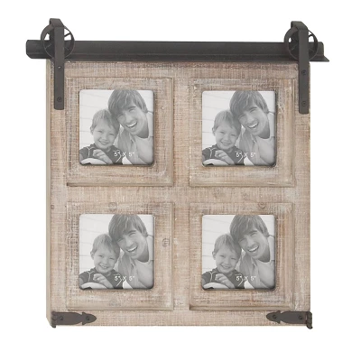 Wood 4 Slot Wall Photo Frame With Metal Accent Brown - Olivia & May - Image 7