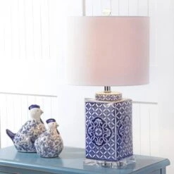 23" Choi Chinoiserie Table Lamp (Includes LED Light Bulb) Blue - JONATHAN Y