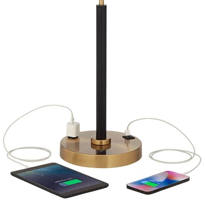 Possini Euro Design Carlyle Gold Black USB Desk Lamps Set Of 2 With Smart Socket - Image 3
