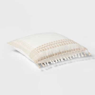Square Woven Pattern Tassel Decorative Throw Pillow - Threshold™ - Image 2