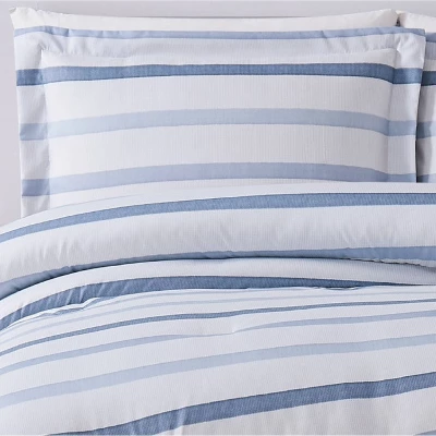 Waffle Stripe Comforter Set Blue/White - Truly Soft - Image 3