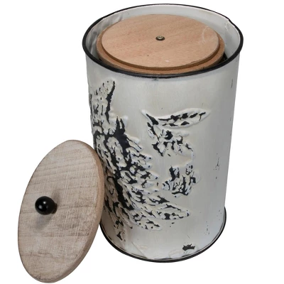 Set Of 3 Cream And Gray Floral Metal Decorative Storage Canisters - Foreside Home & Garden - Image 5