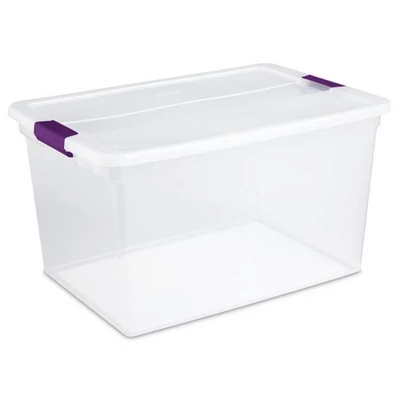 Sterilite 66 Quart Clear Plastic Latching Handle Storage Container Tote