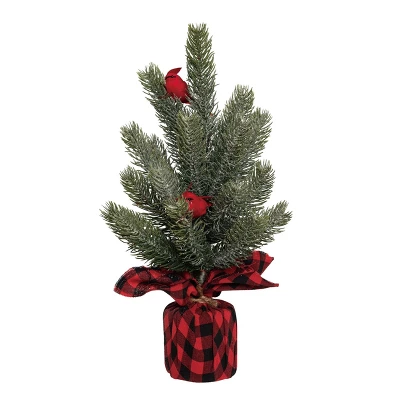 Transpac Artificial 16 In. Green Christmas Cardinal Tree