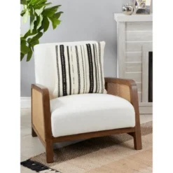 Saro Lifestyle Cord Applique Decorative Pillow Cover, Black, 18"