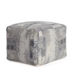 Biarritz Pouf Gray/Ivory - Anji Mountain