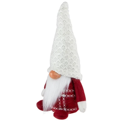 Northlight 9.5" Red And White Plaid Boy Gnome Christmas Decoration - Image 3